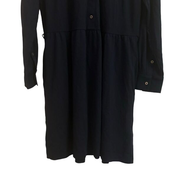 Untuckit Frances Shirt Dress Navy Blue Long Sleeve Button Front Pockets Medium - Picture 2 of 7